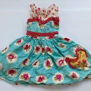 Jelly the Pug Dress Floral Sleeveless Blue Pink 4T